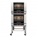Moffat E28D4/2C 31-7/8" Turbofan Full-Size Digital/Electric Double Stack Convection Oven With Porcelain Oven Chamber On 3" Castor Base Stand, 208V or 220-240V