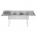 Empura E-S3C181811-18LR 18" x 18" x 11" Stainless Steel 3 Compartment Sink With 18" Left and Right Drainboard