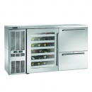 Perlick DZS60_SSLDRWGDC_RR 60" Dual-Zone Back Bar Refrigerated Beer and Wine Storage Cabinet, with Drawers, Glass Door with Stainless Steel Frame, RR Thermostat, and Left Condensing Unit
