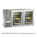Perlick DZS60_SSRGDC_RR 60" Dual-Zone Back Bar Refrigerated Beer and Wine Storage Cabinet, 2 Glass Doors with Stainless Steel Frames, RR Thermostat and Right Condensing Unit