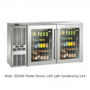 Perlick DZS60_SSRGDC_RW 60" Dual-Zone Back Bar Refrigerated Beer and Wine Storage Cabinet, 2 Glass Doors with Stainless Steel Frames, RW Thermostat and Right Condensing Unit