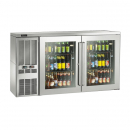 Perlick DZS60_SSRGDC_WW 60" Dual-Zone Back Bar Refrigerated Beer and Wine Storage Cabinet, 2 Glass Doors with Stainless Steel Frames, WW Thermostat and Right Condensing Unit