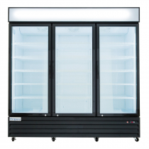 Empura EGM-75B 78.2" Black Swinging Glass Door Merchandiser Refrigerator With 3 Doors, 75 Cubic Ft, 115 Volts