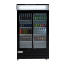 Empura ESM-36B 44.5" Black Sliding Glass Door Merchandiser Refrigerator With 2 Doors, 36 Cubic Ft, 115 Volts