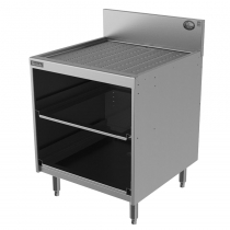 Perlick 7055A-D-STK 24" Stainless Steel Underbar Glass Rack Storage Cabinet With Drainboard Top, Adjustable Intermediate Shelf