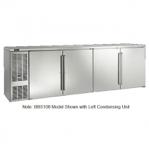 Perlick BBS108_SSRSDC 108" Back Bar Refrigerator, Stainless Steel Doors and Right Condensing Unit