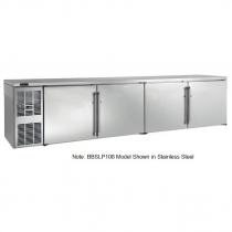 Perlick BBSLP108_SSLGDC 108" Low Profile Back Bar Refrigerator, Glass Doors with Stainless Steel Frames and Left Condensing Unit