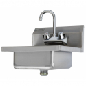 Empura EM-7PS-12 16-1/2" Stainless Steel Wall Mount Hand Sink with Gooseneck Faucet, 12" W x 10" L x 5" H Bowl