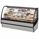 True TDM-R-77-GE/GE-S-W 77" Stainless Steel Refrigerated Curved Glass Display Merchandiser