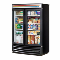 True GDM-35SL-RF-HC-LD 39 3/4" Black Slim Line Swing Door Radius Front Merchandiser Refrigerator with LED Lighting - 115V