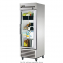 True T-23G-HC~FGD01 27" T Series Reach-In 1-Section Refrigerator With 1 Left Hand Hinged Glass Door With Aluminum Interior And 3 PVC Coated Shelves With LED Interior Lighting, 115 Volts