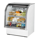 True TCGG-36-LD 36" White Curved Glass Refrigerated Deli Case With Stainless Steel Top and Trim - 17 Cu. Ft. 