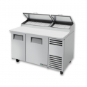 True TPP-AT-60-HC 60 1/4" Two Door Refrigerated Pizza Prep Table with 4 Shelves, 8 Pans and Hydrocarbon Refrigerant