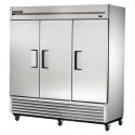 True TS-72F-HC 78" Stainless Steel Three Section Solid Door Reach-In Freezer - 72 cu. ft.